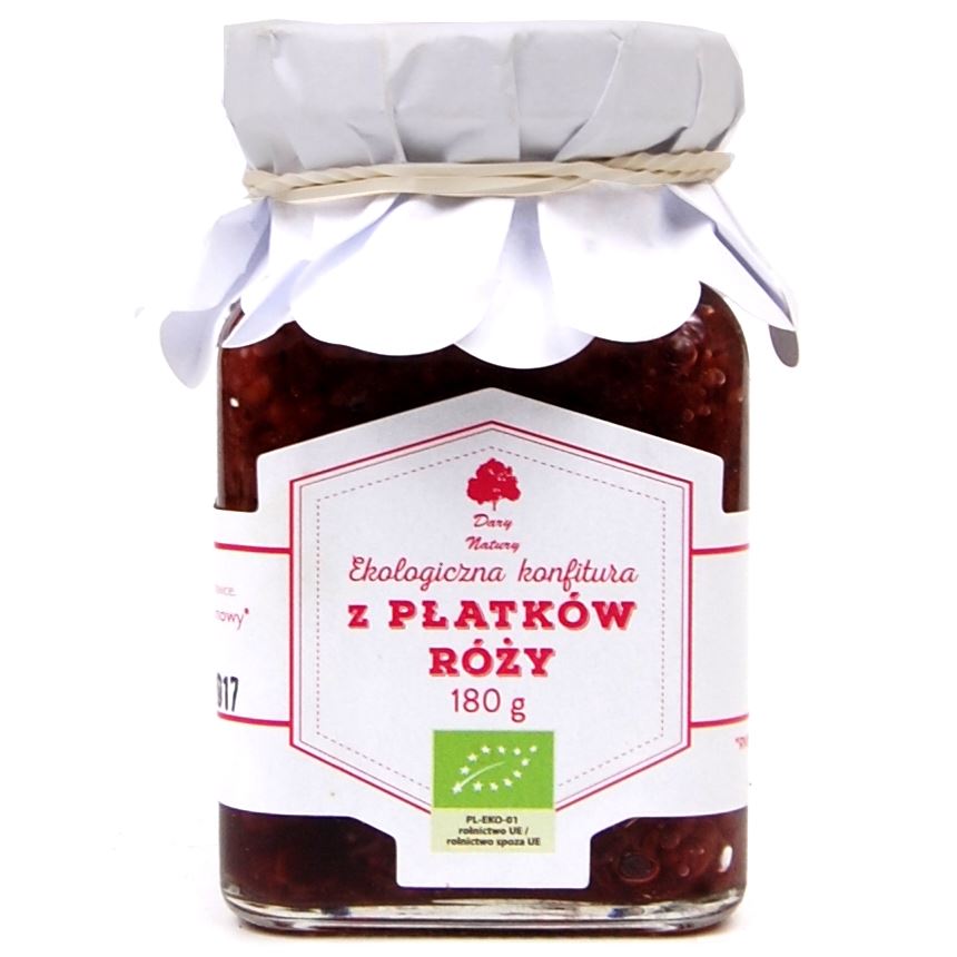 KONFITURA Z PŁATKÓW RÓŻY BIO 180 g – DARY NATURY