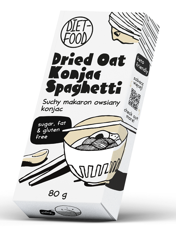 MAKARON (SUCHY KONJAC – OWIES) SPAGHETTI BEZGLUTENOWY 80 g – DIET-FOOD