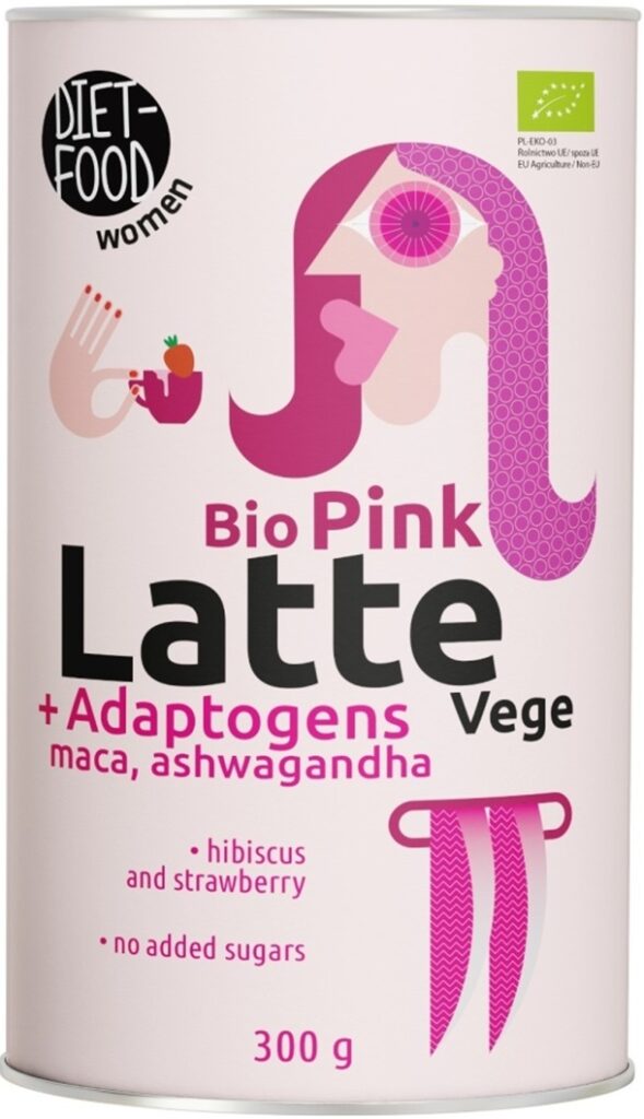 LATTE PINK VEGE BEZ DODATKU CUKRÓW BIO 300 g – DIET-FOOD