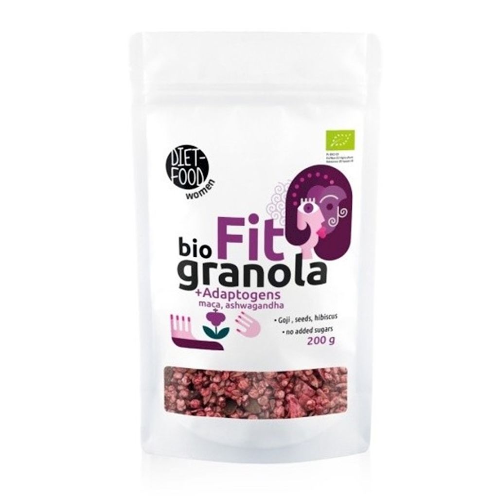 GRANOLA FIT Z ADAPTOGENAMI BEZ DODATKU CUKRÓW BIO 200 g – DIET-FOOD