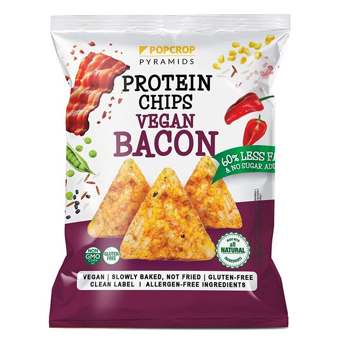CHRUPKI PIRAMIDKI PROTEINOWE O SMAKU BEKONOWYM WEGAŃSKIE BEZGLUTENOWE 60 g – POPCROP