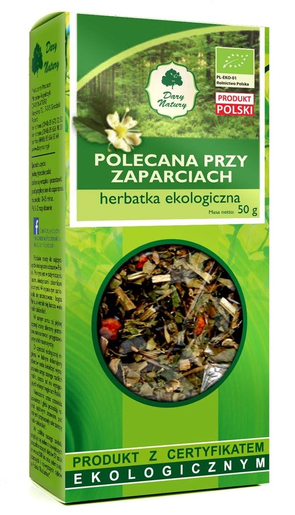 HERBATKA POLECANA PRZY ZAPARCIACH BIO 50 g – DARY NATURY