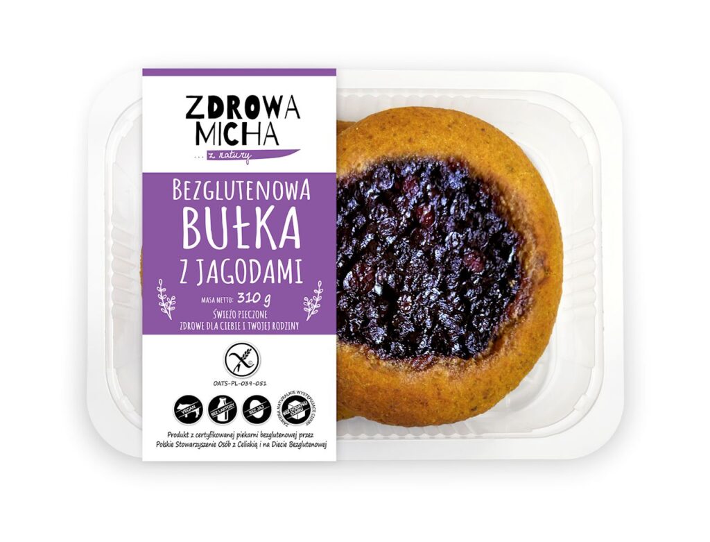 BUŁKI Z JAGODAMI BEZGLUTENOWA (2 szt.) 310 g – ZDROWA MICHA (NA ZAMÓWIENIE)
