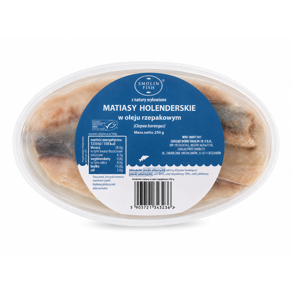 MATIAS MSC W OLEJU RZEPAKOWYM 250 g – SMOLIN FISH (NA ZAMÓWIENIE)