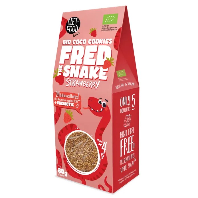 CIASTKA BŁONNIKOWE KOKOSOWE Z TRUSKAWKAMI BIO 80 g – DIET-FOOD (KIDS)