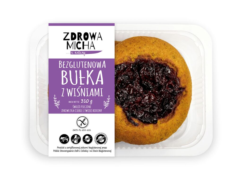 BUŁKI Z WIŚNIAMI BEZGLUTENOWA (2 szt.) 310 g – ZDROWA MICHA (NA ZAMÓWIENIE)