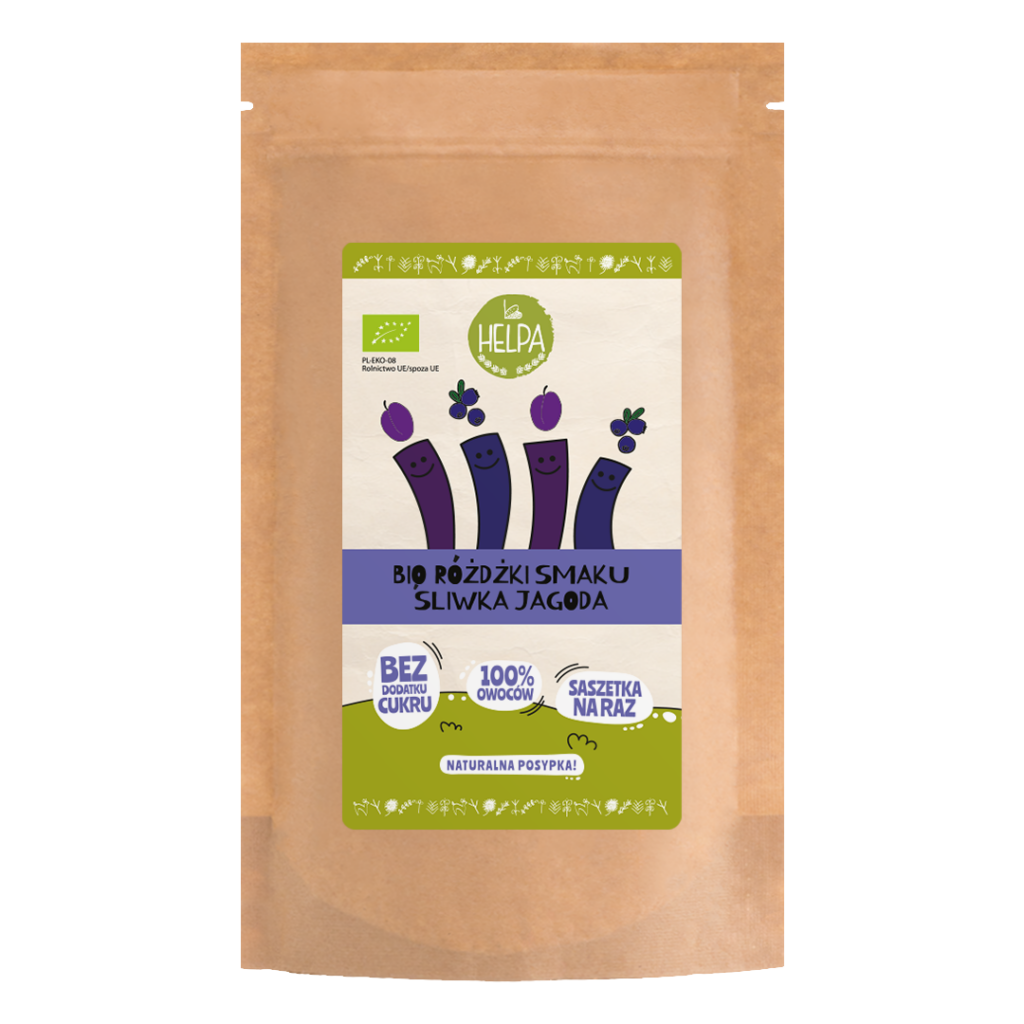 RÓŻDŻKI SMAKU MIX ŚLIWKA – JAGODA (LIOFILIZOWANE OWOCE) BIO (10 x 2 g) 20 g – HELPA