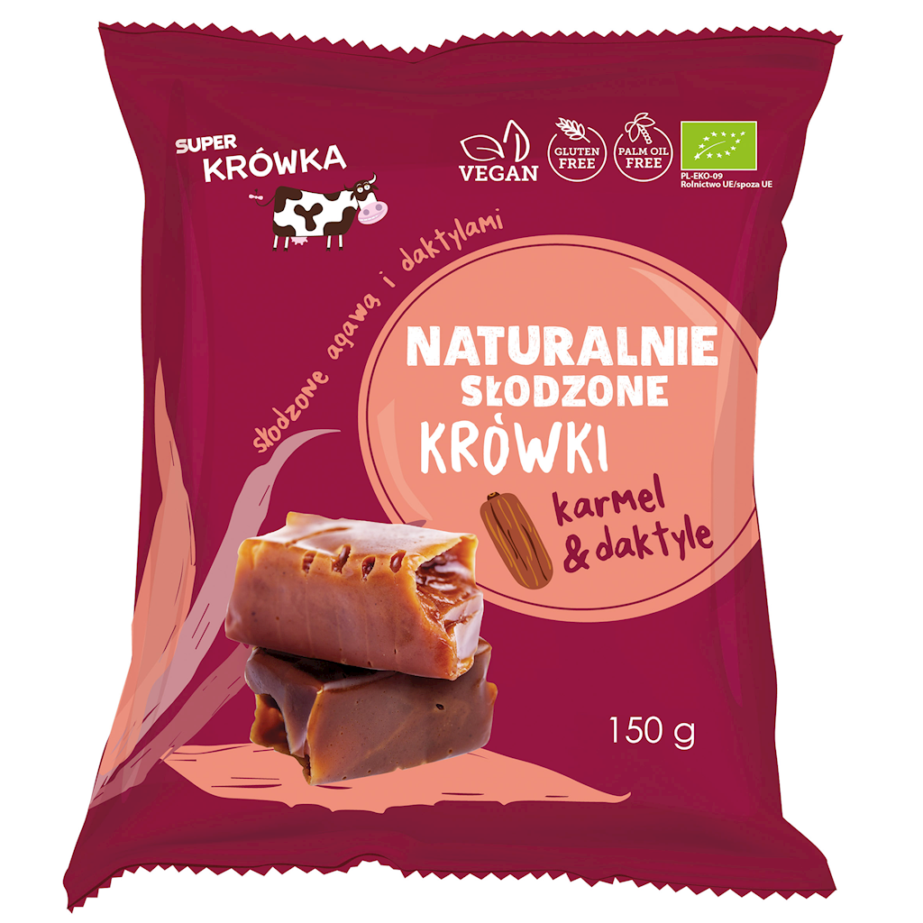 KRÓWKI SŁODZONE AGAWĄ I DAKTYLAMI BEZMLECZNE BEZGLUTENOWE BIO 150 g – ME GUSTO (SUPER KRÓWKA)