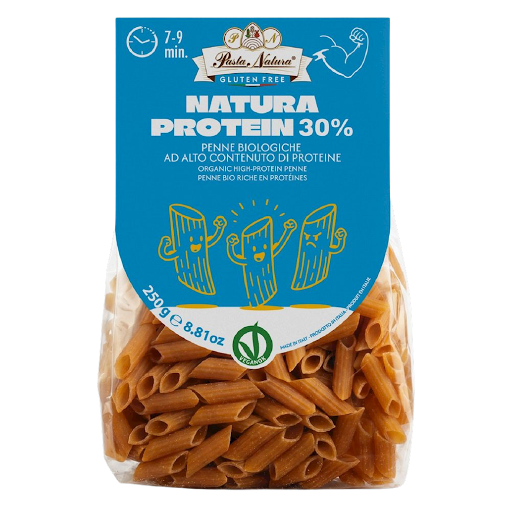 MAKARON PROTEINOWY (GROCH, KUKURYDZA, RYŻ, SORGO) PENNE BEZGLUTENOWY BIO 250 g – PASTA NATURA