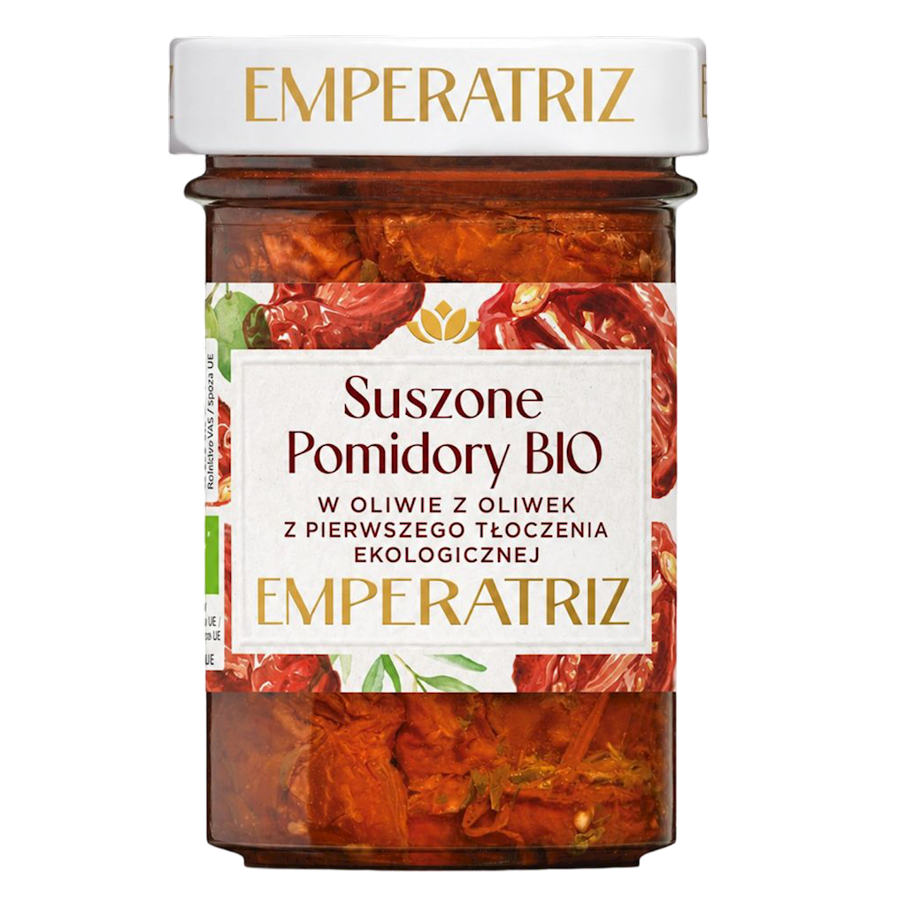 POMIDORY SUSZONE W OLIWIE Z OLIWEK EXTRA VIRGIN BIO 180 g – EMPERATRIZ