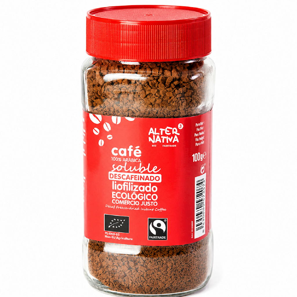 KAWA ROZPUSZCZALNA LIOFILIZOWANA BEZKOFEINOWA ARABICA 100 % FAIR TRADE BIO 100 g – ALTERNATIVA3